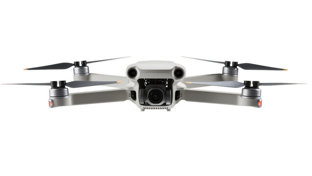 White drone with camera and propellers