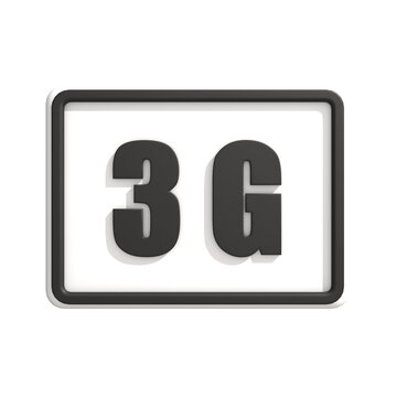 3G mobile network icon with clear black text on a white background
