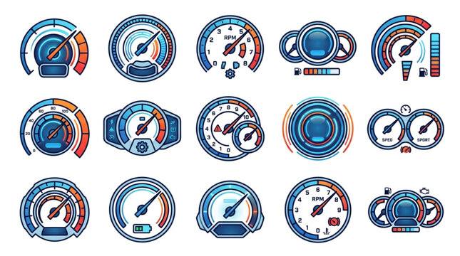 Collection of Modern Vehicle Dashboard Gauges