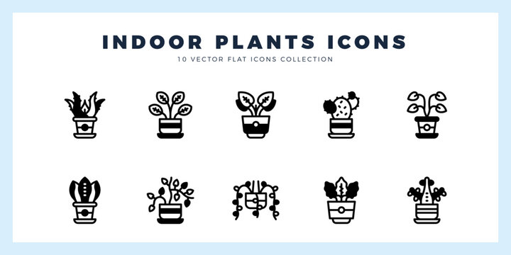 10 Indoor Plants Lineal Fill icons pack. vector illustration.