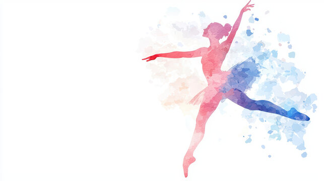 Graceful ballet dancer in watercolor style, showcasing elegance and movement with soft colors and artistic flair