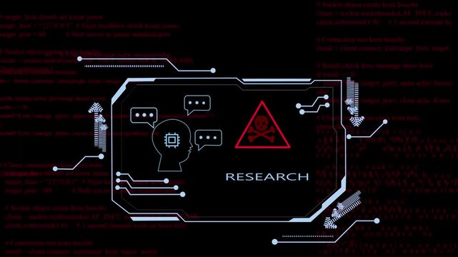 research is connected to various digital functions through a glowing green network, representing advanced technology 4k video