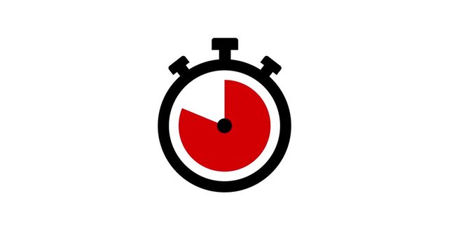 60 minute stopwatch timer animation. 60 minutes timer, stopwatch or countdown video on white background. Timer, clock, stopwatch icon with 60 minute timer animation video.