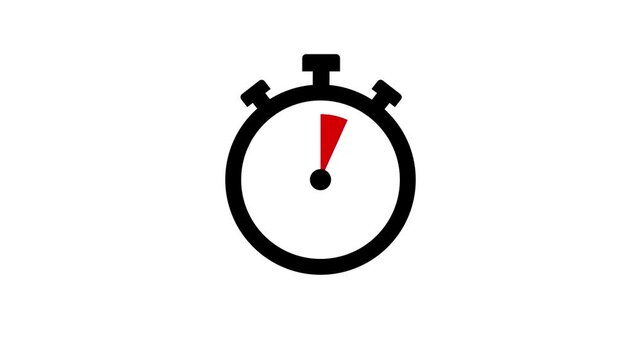 5 minute stopwatch timer animation. 5 minutes timer, stopwatch or countdown video on white background. Timer, clock, stopwatch icon with 5 minute timer animation video.