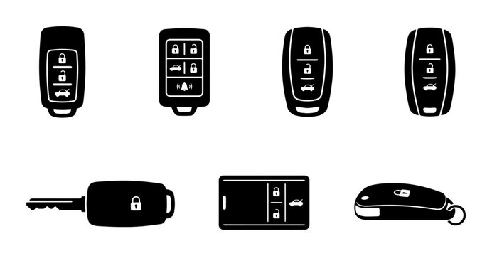 Car Key Fobs, Remote Entry Systems, Modern Vehicle Keys, Automotive Security Icons
