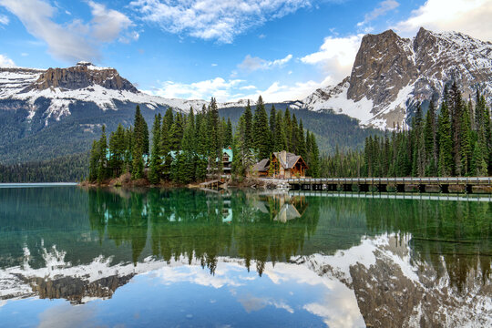 Emerald Lake with lodge in Yoho National Park Canada