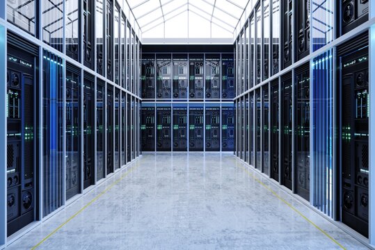 Concept interior big data center server