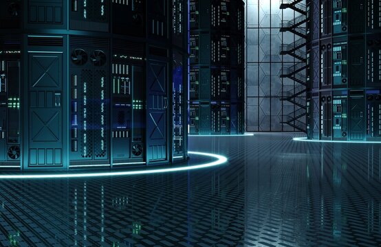 Concept interior big data center server
