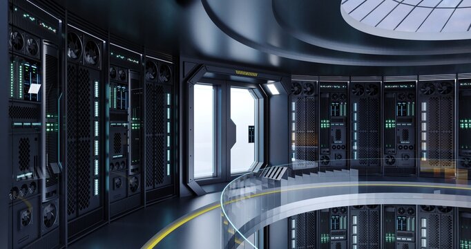 Concept interior big data center server