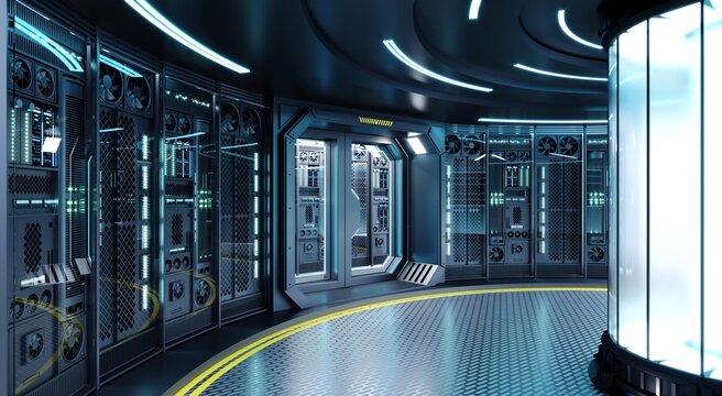 Supercomputer or quantum computer indoors