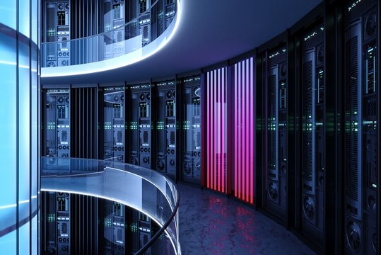 Iinterior of big data center server