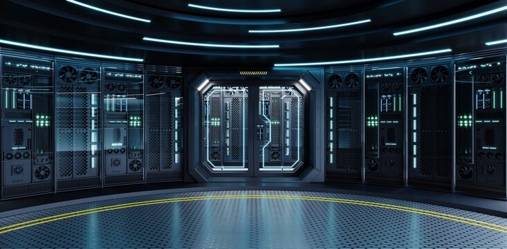 Supercomputer or quantum computer indoors