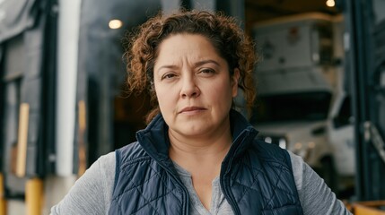 Obraz premium Wildfire Smoke Worker Middle Aged Latina Plus Size Woman Dock Tired