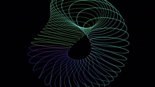 Hypnotic seamless loop of a glowing rose gold clifford torus morphing through an abstract topology field in rich volumetric light. Ideal for abstract background, vj loop. 4K UHD.