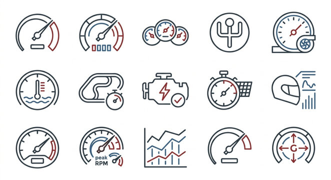 Car Dashboard and Vehicle Warning Icons Set