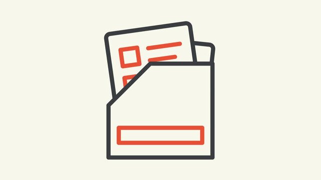 Minimal line art animation of document icon