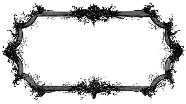 Abstract shattered glass frame graphic featuring sharp black fragments and shards on a clean white background for dynamic creative design overlays and framing