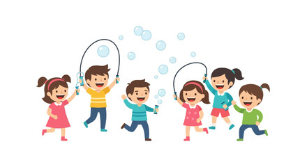 Fototapeta premium Children Playing Jump Rope Together.