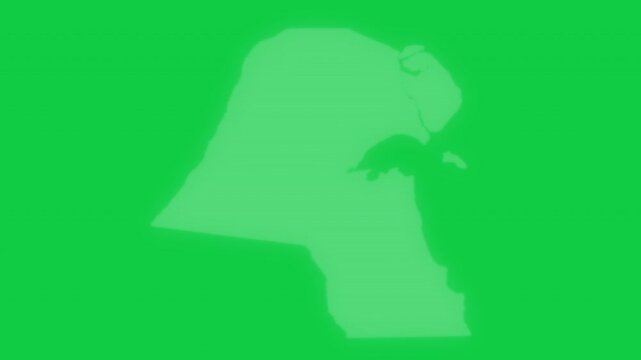 Kuwait VHS old screen effect map pop animation green background
