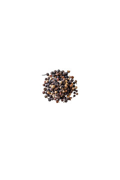 Gastronomic mix of dried whole seed pepper isolated on a transparent background without shadow seen from above, top view, png, no shadow