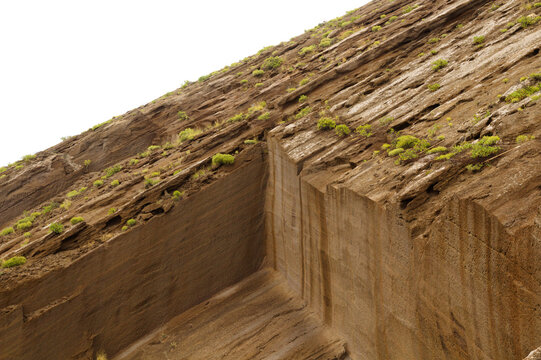 Dramatic Volcanic Rock Formations in Abandoned  Quarry Cueva Herrera in Galdar, Gran Canaria