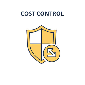 Cost control icon featuring protective shield and reduction symbol.