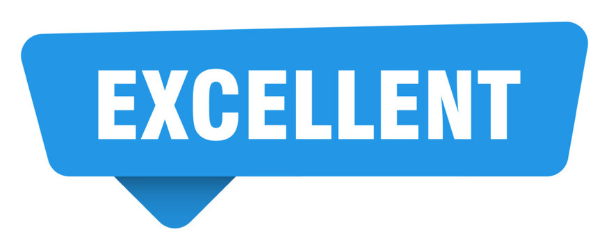 excellent sticker. excellent blue sign isolated on transpatent background
