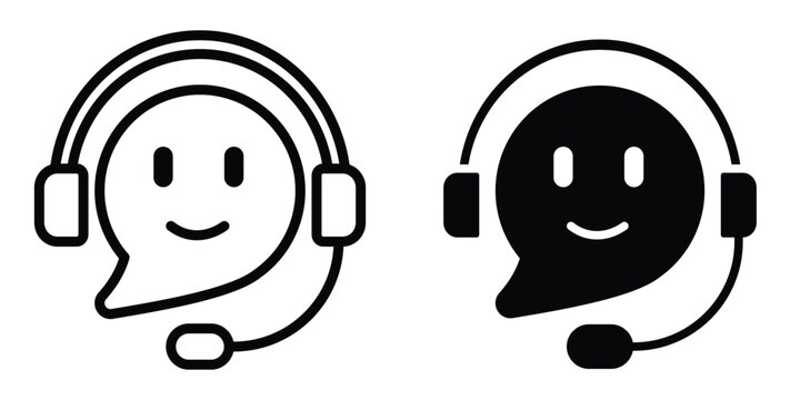 Live chat icon set in outlined drawings with flat version.