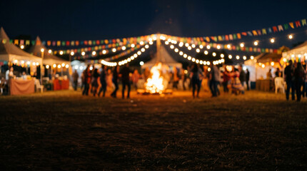 Fototapeta premium Festa Junina Brazilian Festival Night Background with Bonfire