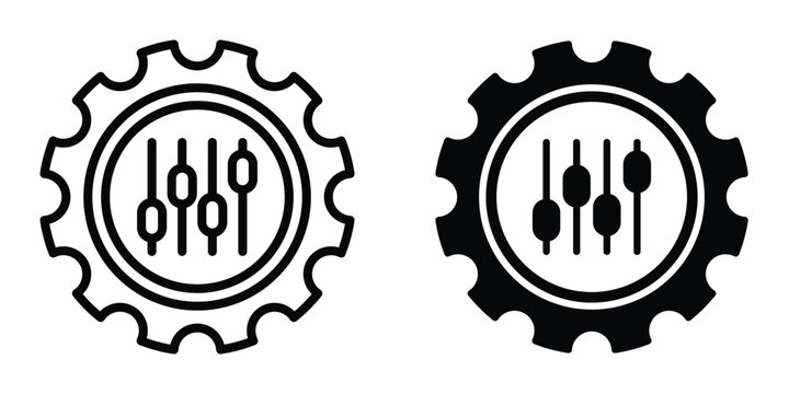 Mass customization icon set in outlined drawings with flat version.