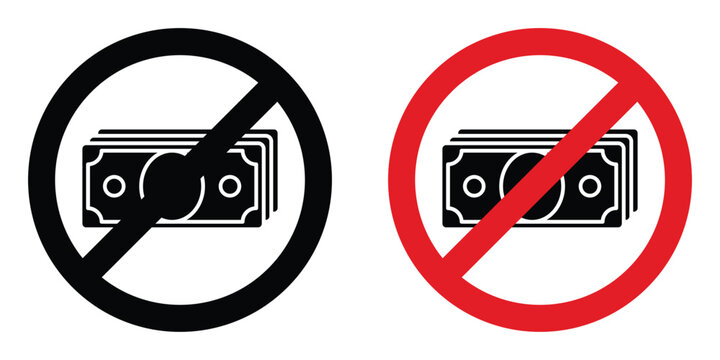 No money icon set in outlined drawings with flat version.