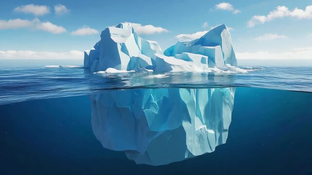 massive iceberg floats in arctic water. Climate change, global warming, rising sea levels
