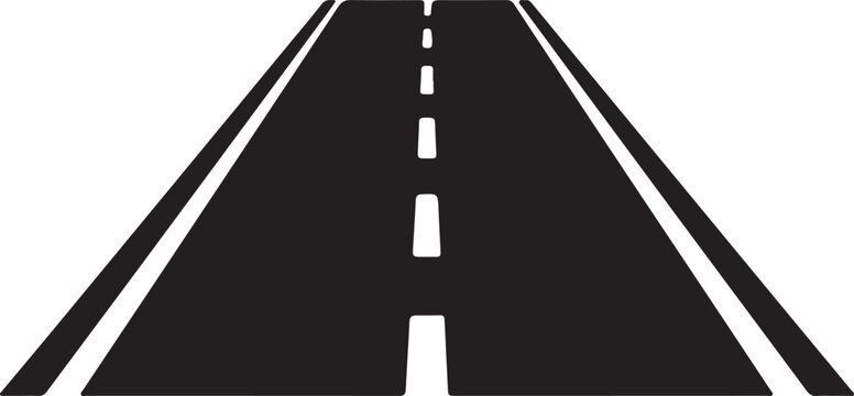 A long straight asphalt road stretches out into the distance with white markings