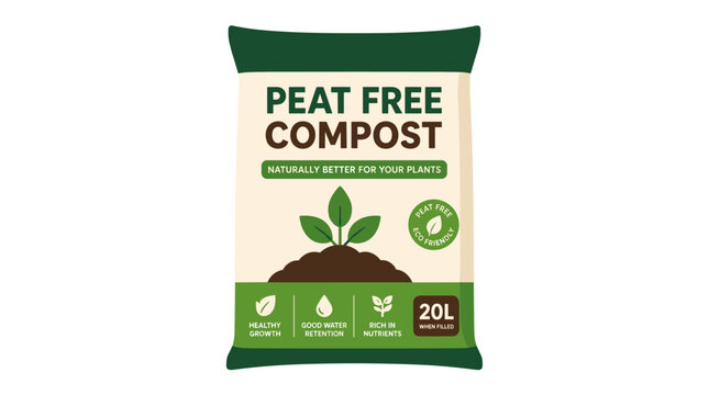 Peat Free Compost Bag Main Subject In Green Packaging.