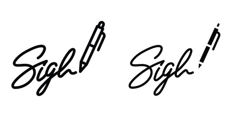 Obraz premium Signature icon set in outlined drawings with flat version.