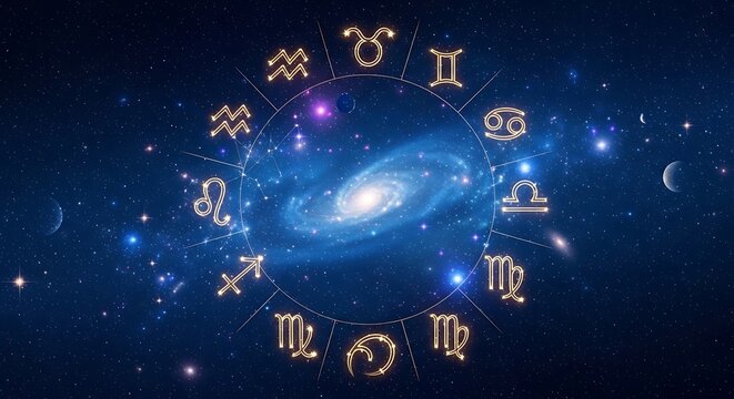 Merry christmas zodiac constellation galaxy celestial holiday greeting card design