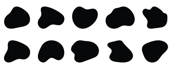 Fototapeta premium Abstract black fluid shapes with smooth organic silhouettes. Ideal for modern graphic design, packaging, presentations, and creative templates. Vector illustration.