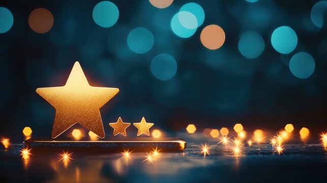 Rate Customer giving a five star rate on a mobile business app.
