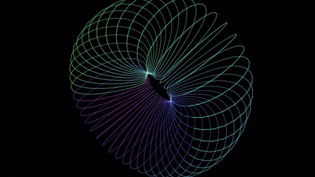 A mesmerizing seamless 4K loop of a glowing crimson clifford torus morphing through an abstract topology field with an elegant inner glow. Ideal for projection mapping, meditation background. 4K UHD.