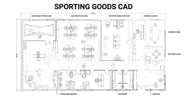 Plan d'Architecture de Studio de Design CAO Emballage Vectoriel pour Projets Industriels, Am&eacute;nagement de Bureau et Logistique (EPS)