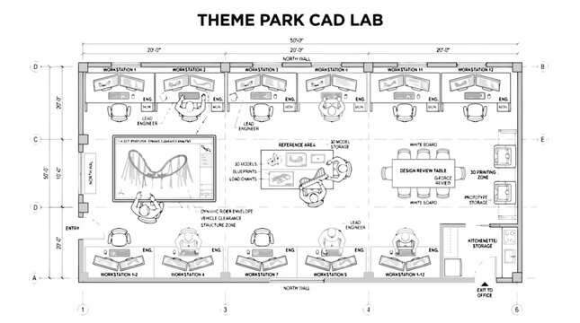 Plan d'Architecture de Studio de Design CAO Emballage Vectoriel pour Projets Industriels, Am&eacute;nagement de Bureau et Logistique (EPS)
