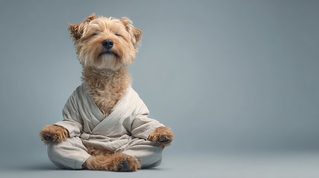 Spiritual Meditating Dog Finding Inner Calm, Funny Wellness Meme