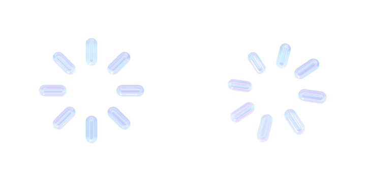 3D Iridescent Glass Loading icon Front and Side View