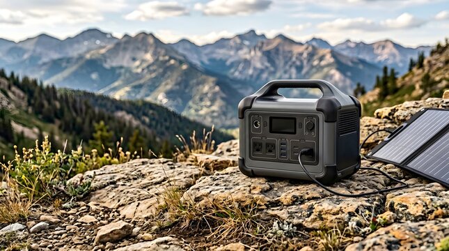 portable solar power station providing renewable energy backup electricity for outdoor adventures emergency preparedness and off grid living