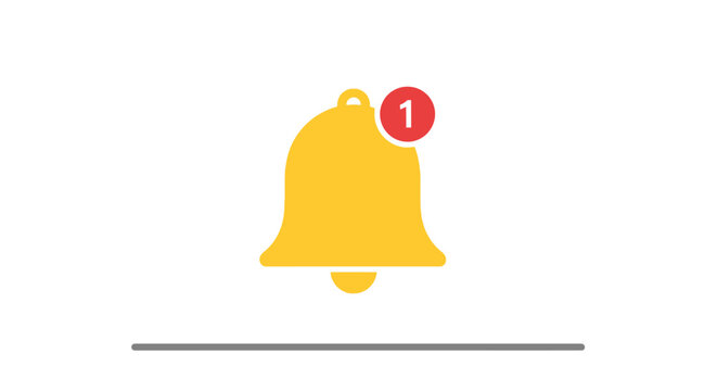 Notification bell icon with alert.