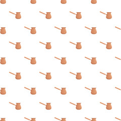 Fototapeta premium Copper cezve pots creating a traditional coffee brewing seamless pattern on white