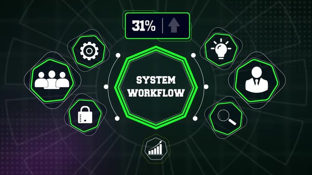 System workflow monitoring interface perfect for digital mobile app advertisements software development tutorials and corporate data reviews