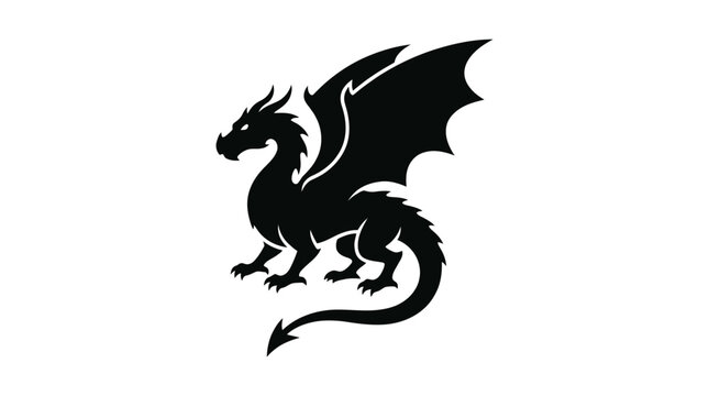 Black dragon silhouette mythical creature.