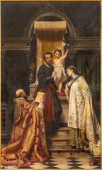 Fototapeten Jesus Christus Bergamo - The the painting of St. Joseph, Catherine and Francis de Sales in church Chiesa di San Leonardo by Ponziano Loverini from end of 19. cent.  © Renáta Sedmáková