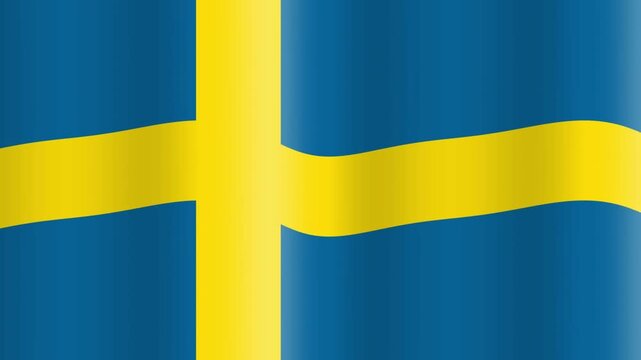 Waving national flag of Sweden in close-up. 4K Video